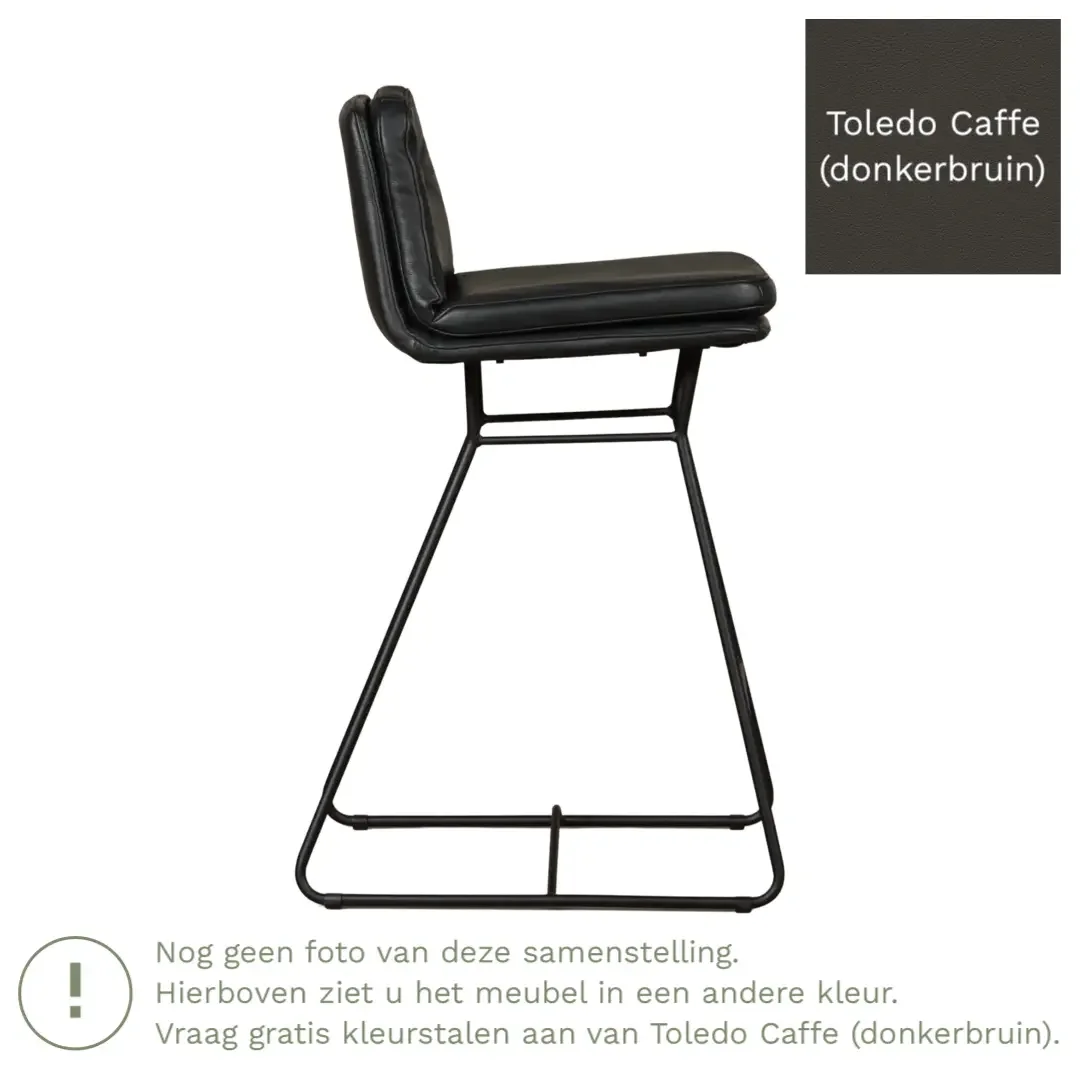 afbeelding van Leren barkruk Candy laag - Toledo Caffe (donkerbruin)