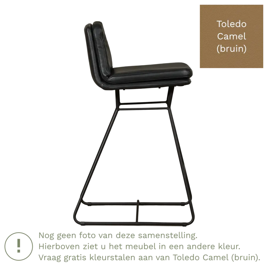 afbeelding van Leren barkruk Candy laag - Toledo Camel (bruin)