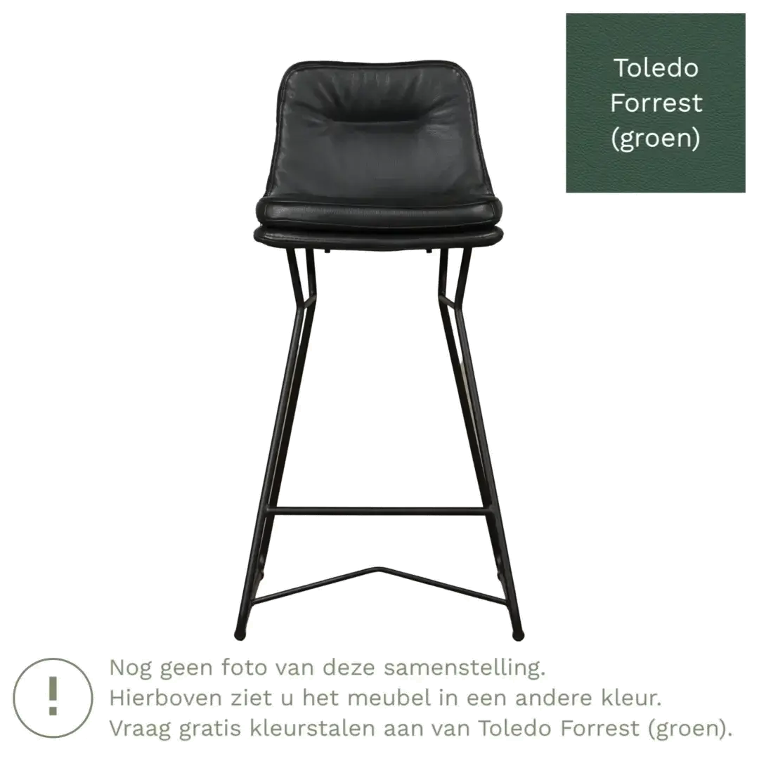 afbeelding van Leren barkruk Candy laag - Toledo Forrest (groen)