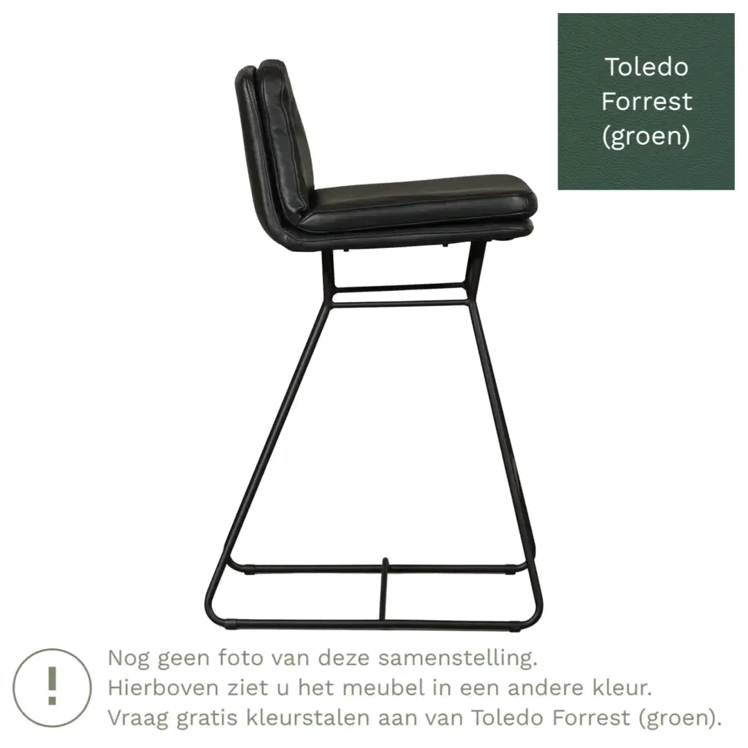 afbeelding van Leren barkruk Candy laag - Toledo Forrest (groen)
