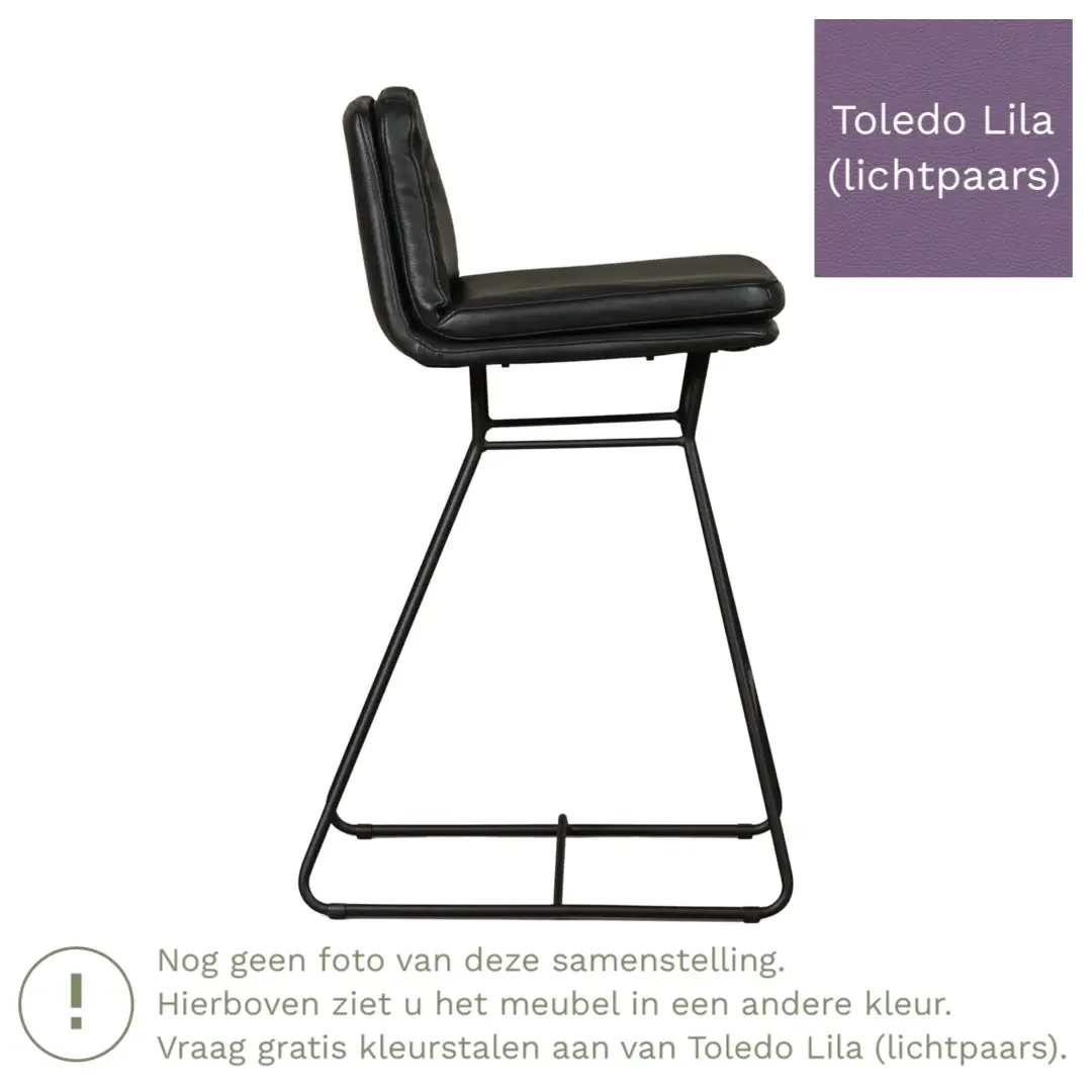 afbeelding van Leren barkruk Candy laag - Toledo Lila (lichtpaars)