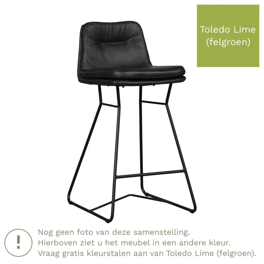 afbeelding van Leren barkruk Candy laag - Toledo Lime (felgroen)