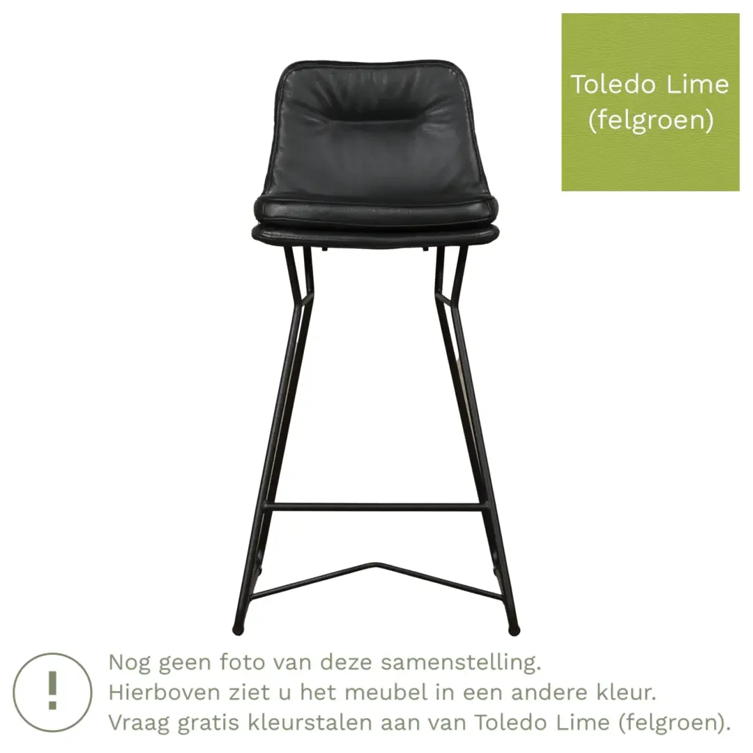 afbeelding van Leren barkruk Candy laag - Toledo Lime (felgroen)