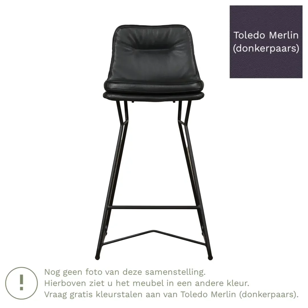 afbeelding van Leren barkruk Candy laag - Toledo Merlin (donkerpaars)