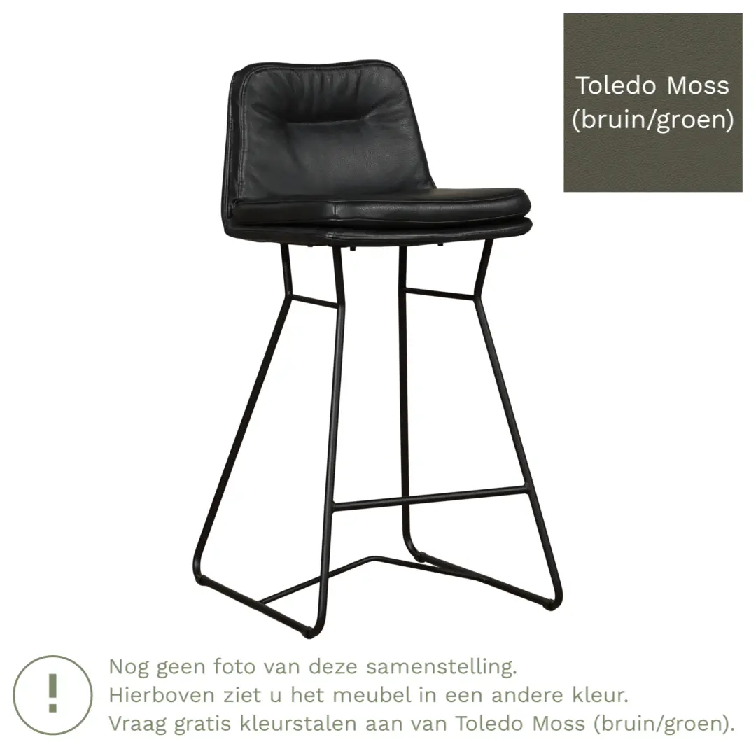afbeelding van Leren barkruk Candy laag - Toledo Moss (bruin/groen)