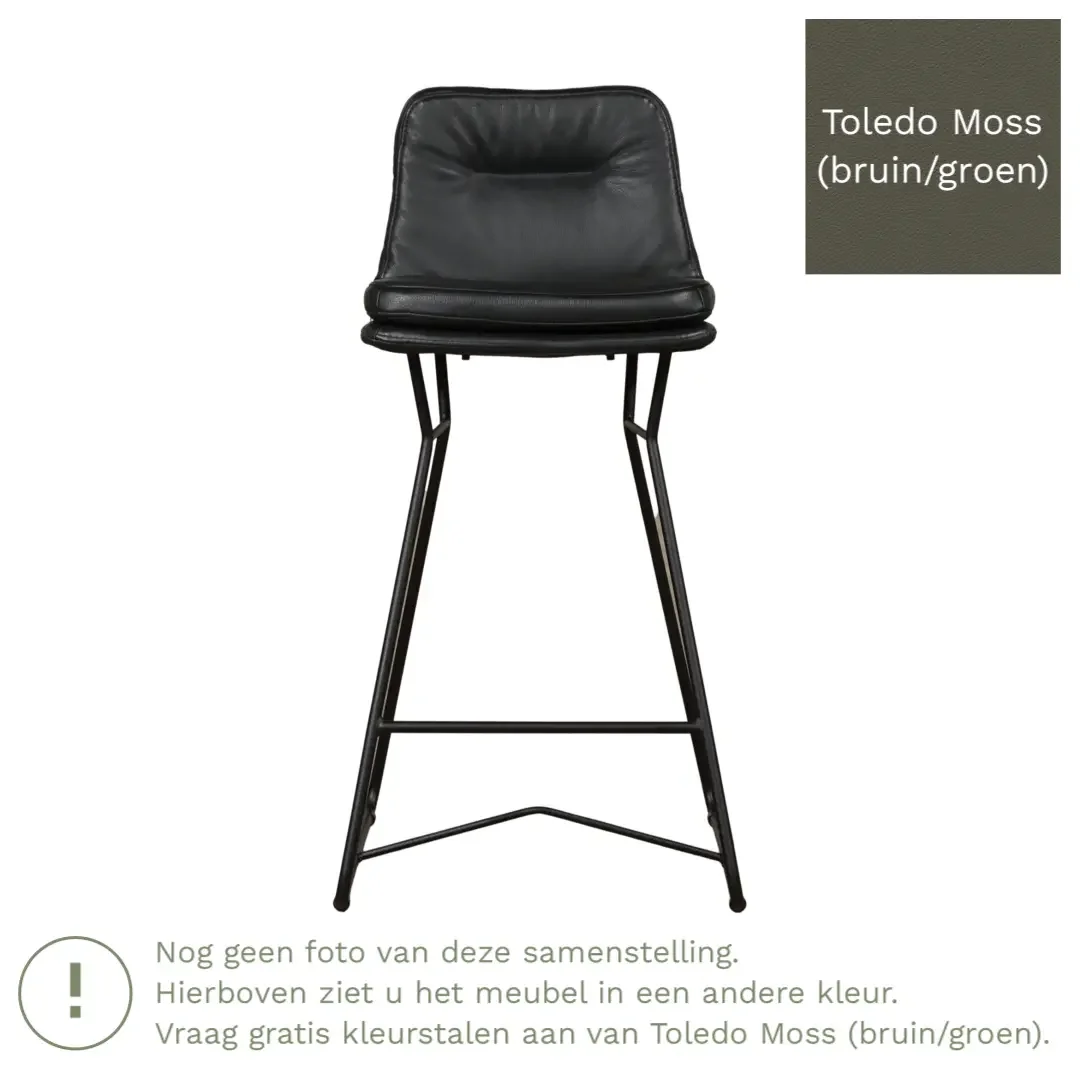 afbeelding van Leren barkruk Candy laag - Toledo Moss (bruin/groen)