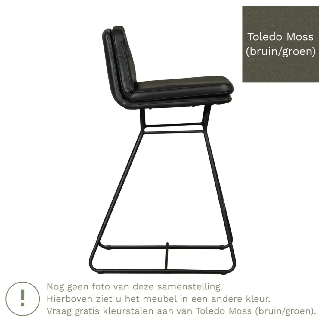 afbeelding van Leren barkruk Candy laag - Toledo Moss (bruin/groen)
