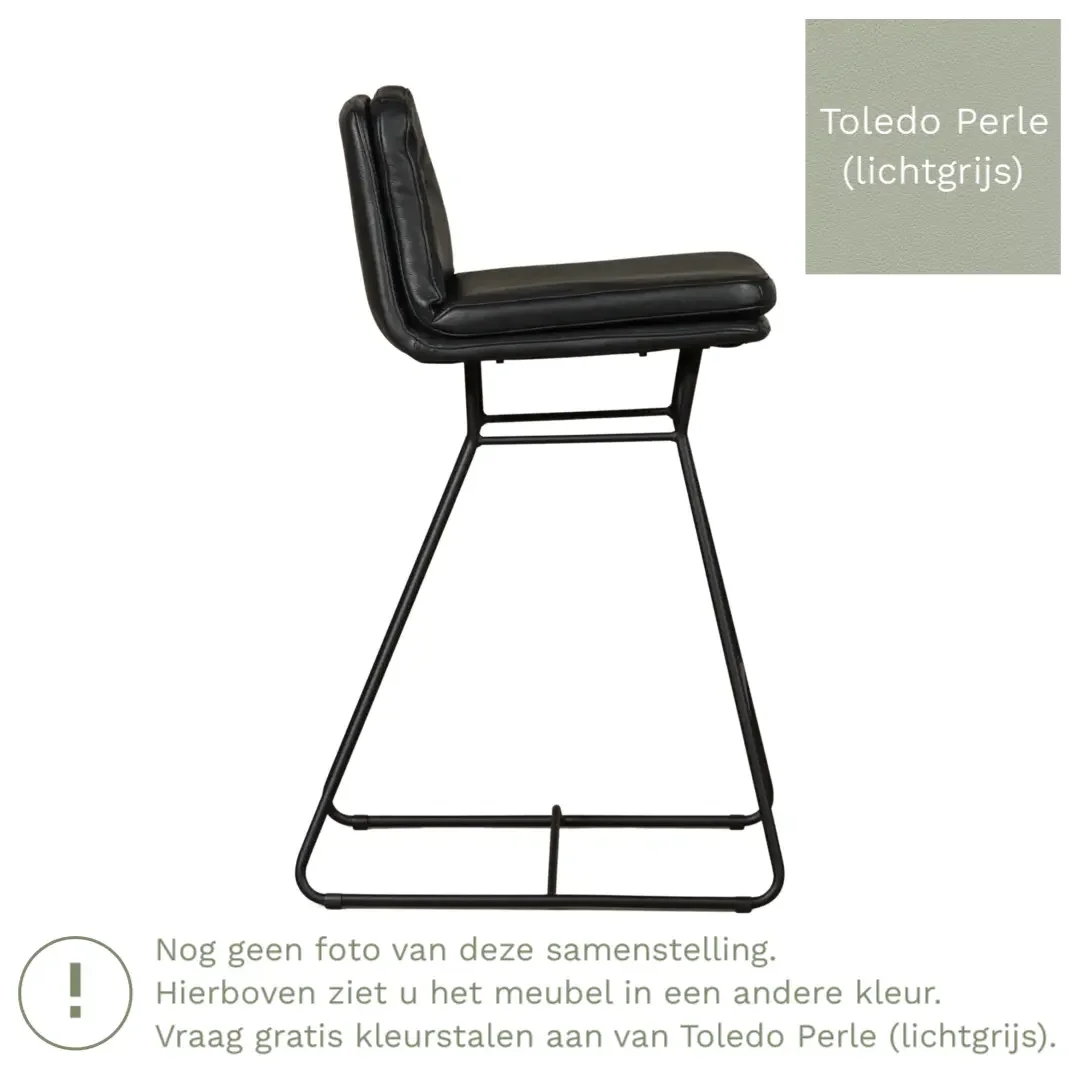 afbeelding van Leren barkruk Candy laag - Toledo Perle (lichtgrijs)