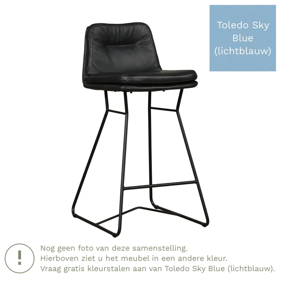 afbeelding van Leren barkruk Candy laag - Toledo Sky Blue (lichtblauw)