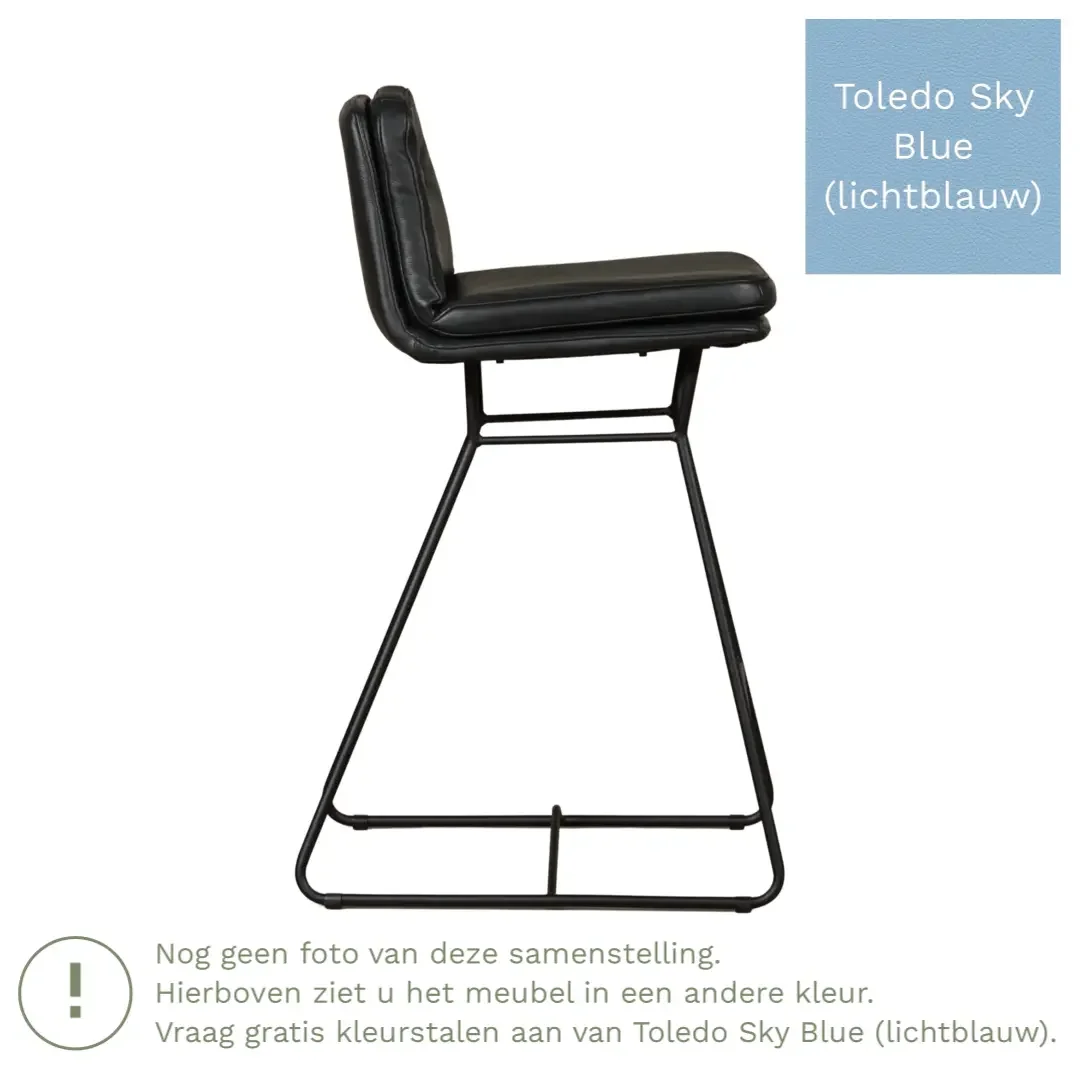afbeelding van Leren barkruk Candy laag - Toledo Sky Blue (lichtblauw)
