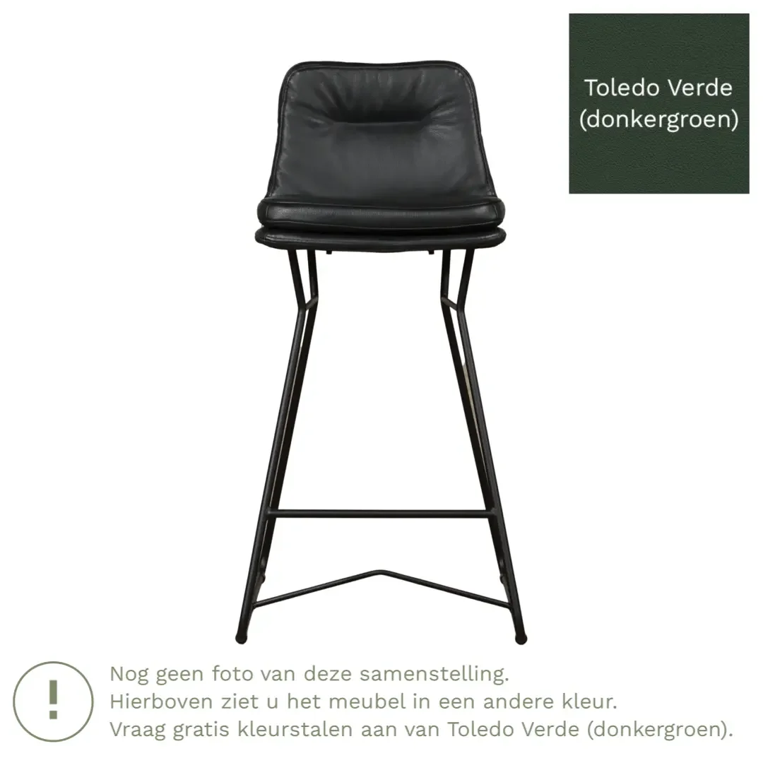afbeelding van Leren barkruk Candy laag - Toledo Verde (donkergroen)