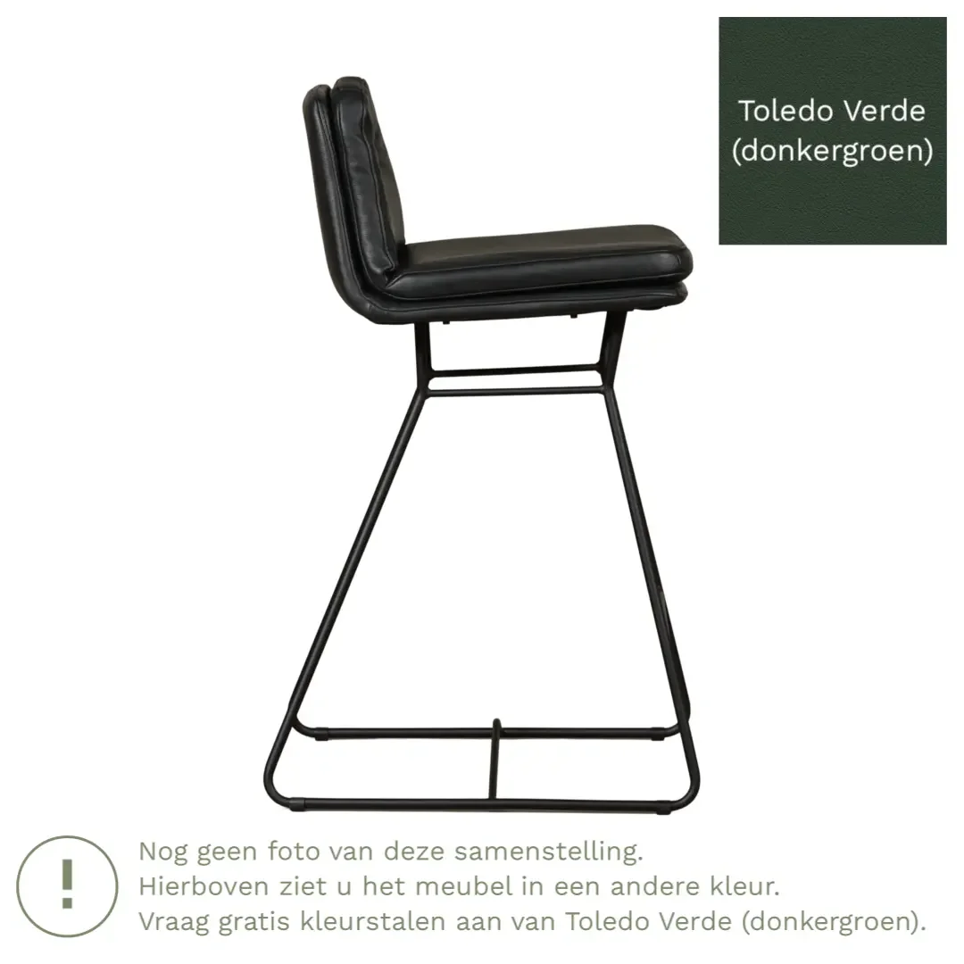 afbeelding van Leren barkruk Candy laag - Toledo Verde (donkergroen)