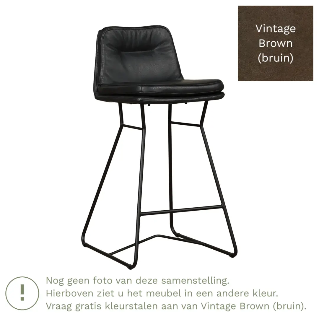 afbeelding van Leren barkruk Candy laag - Vintage Brown (bruin)