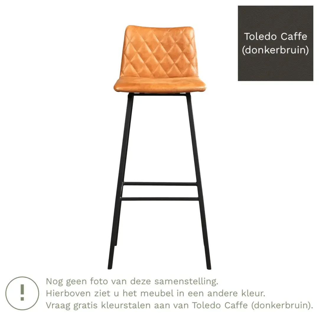 afbeelding van Leren barkruk Catch hoog - Toledo Caffe (donkerbruin) - Poten staal vierkant RVS