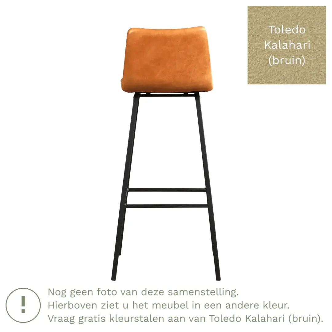 afbeelding van Leren barkruk Catch hoog - Toledo Kalahari (bruin) - Poten staal vierkant RVS
