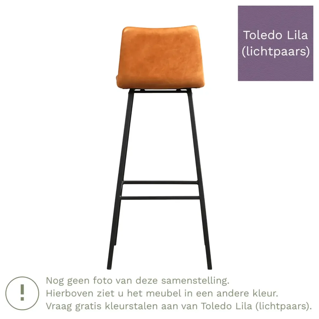 afbeelding van Leren barkruk Catch hoog - Toledo Lila (lichtpaars) - Poten staal vierkant RVS