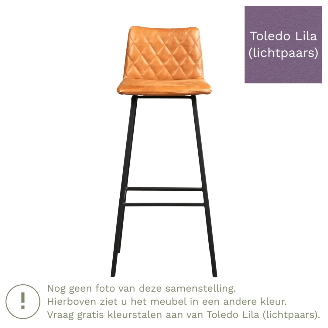 afbeelding van Leren barkruk Catch hoog - Toledo Lila (lichtpaars) - Poten staal vierkant zwart