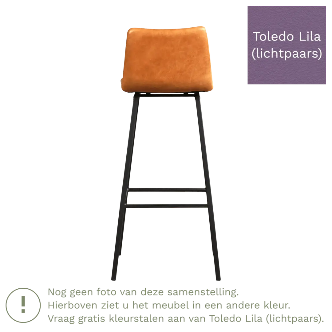 afbeelding van Leren barkruk Catch hoog - Toledo Lila (lichtpaars) - Poten staal vierkant zwart