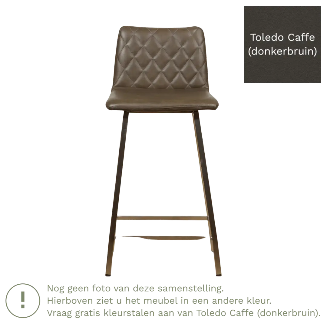 afbeelding van Leren barkruk Catch laag - Toledo Caffe (donkerbruin) - Poten staal vierkant zwart