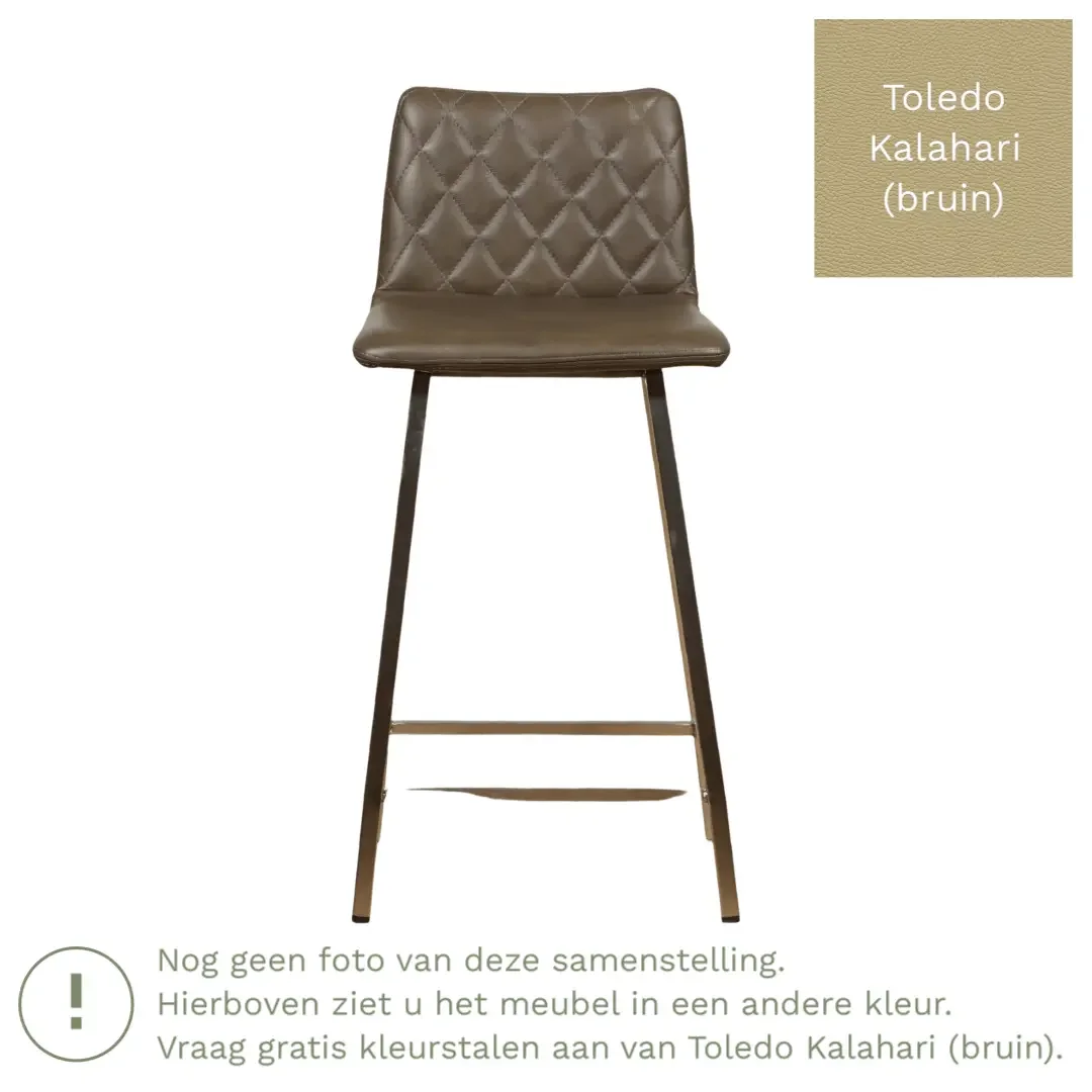 afbeelding van Leren barkruk Catch laag - Toledo Kalahari (bruin) - Poten staal vierkant RVS