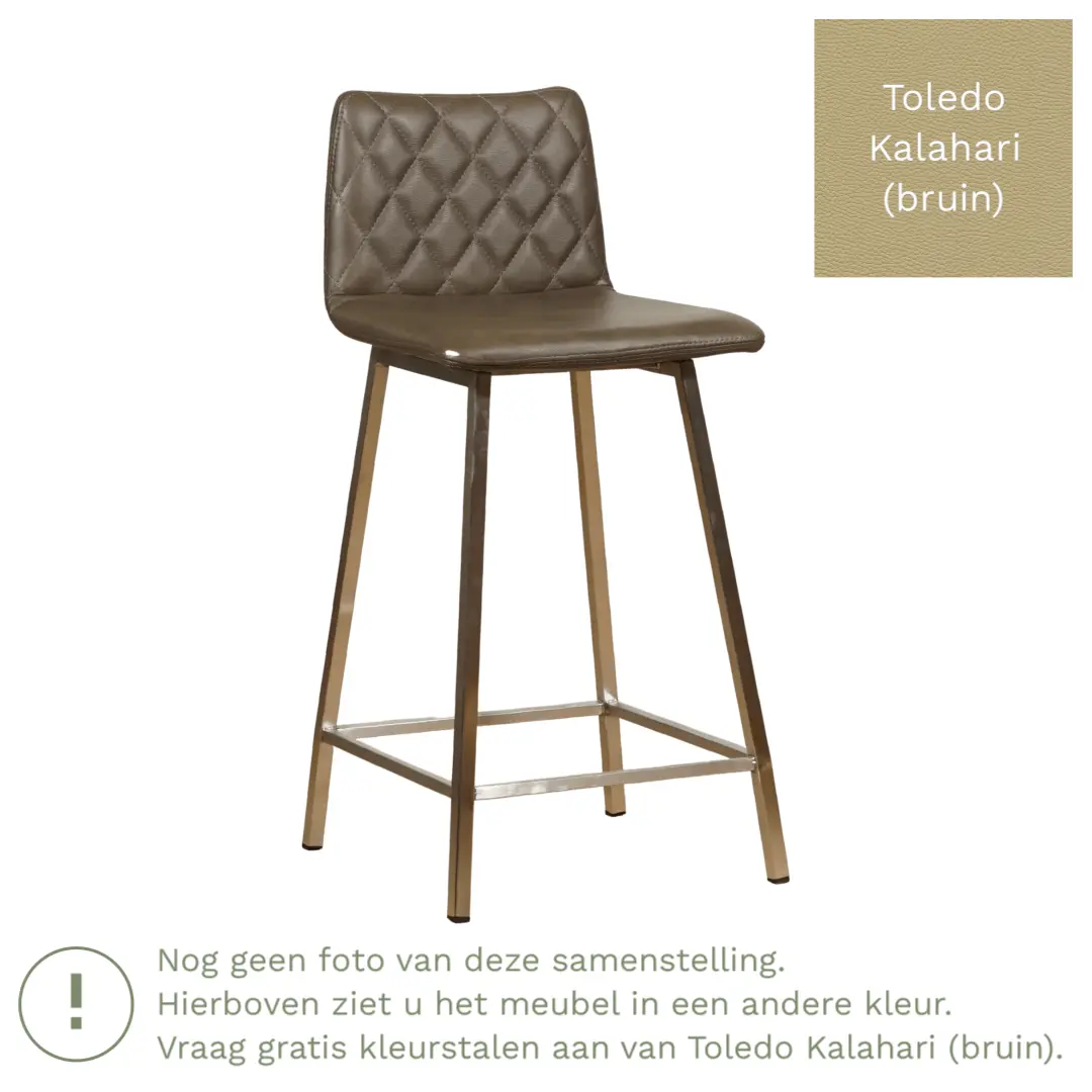 afbeelding van Leren barkruk Catch laag - Toledo Kalahari (bruin) - Poten staal vierkant zwart