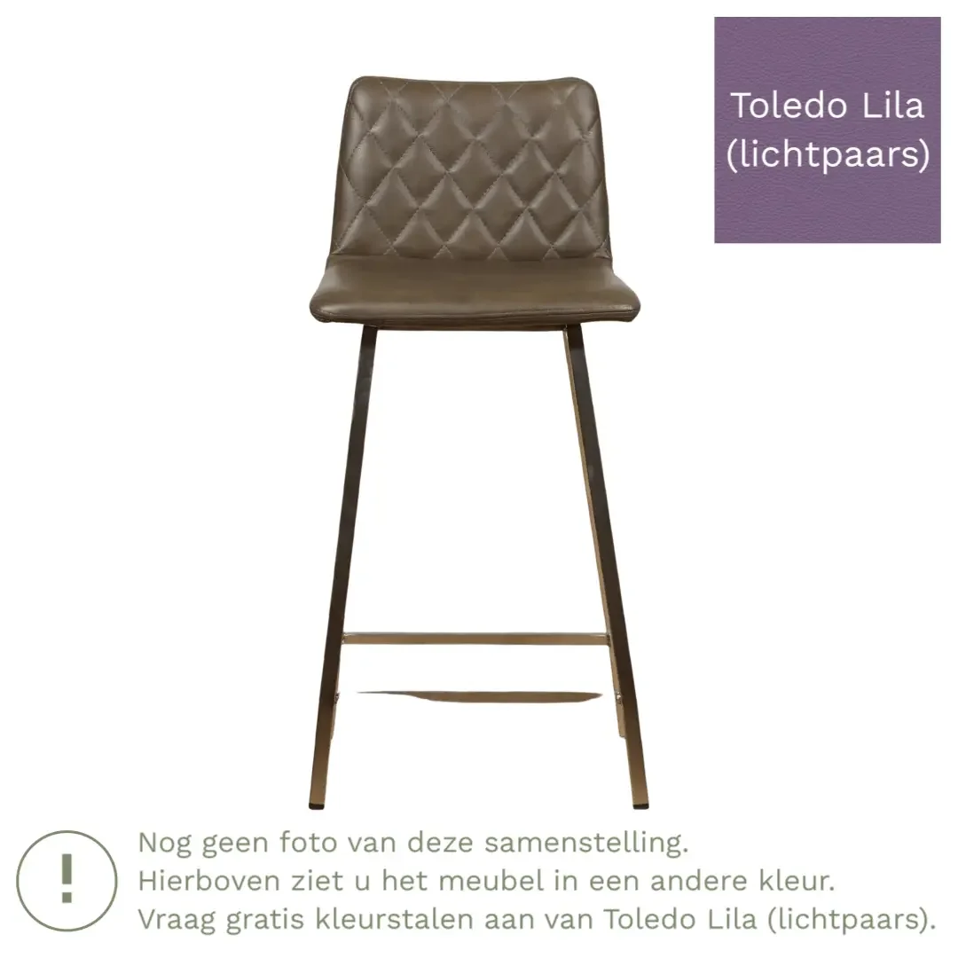 afbeelding van Leren barkruk Catch laag - Toledo Lila (lichtpaars) - Poten staal vierkant zwart