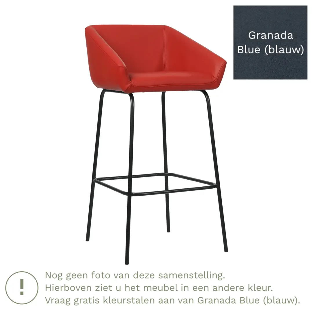 afbeelding van Leren barkruk Have hoog - Granada Blue (blauw)