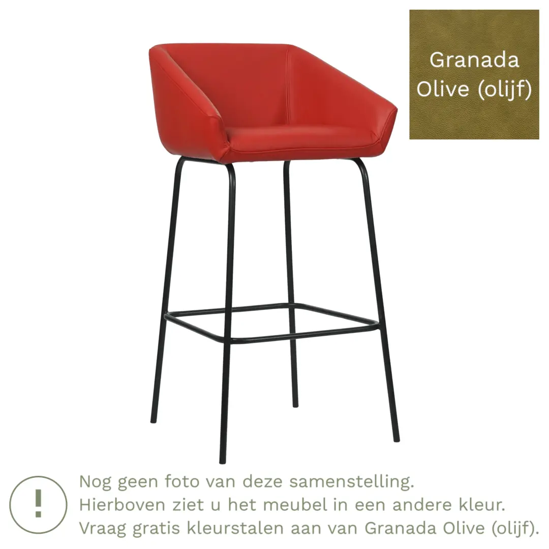 afbeelding van Leren barkruk Have hoog - Granada Olive (olijf)