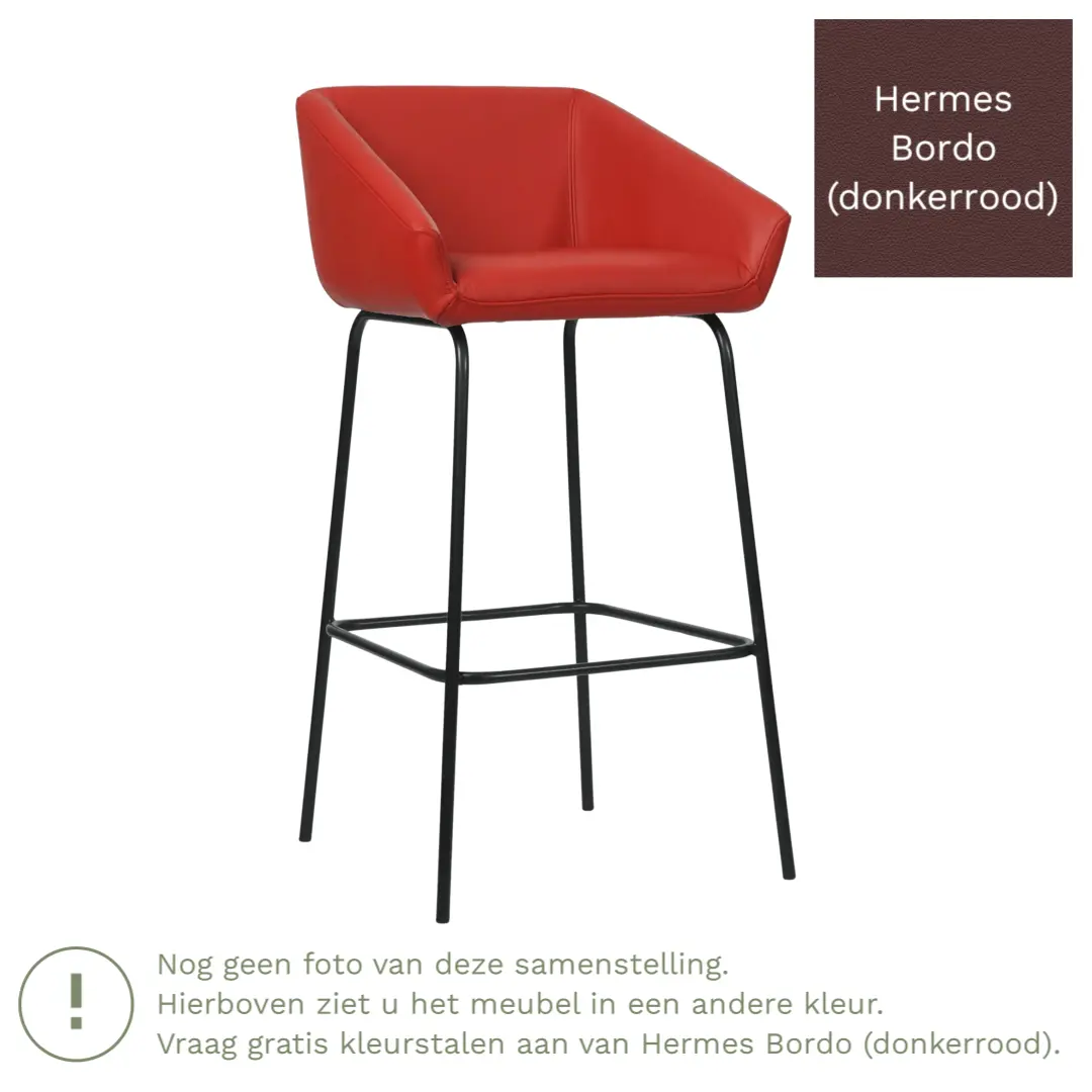 afbeelding van Leren barkruk Have hoog - Hermes Bordo (donkerrood)