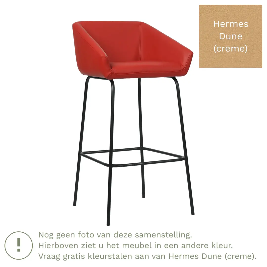 afbeelding van Leren barkruk Have hoog - Hermes Dune (crème)