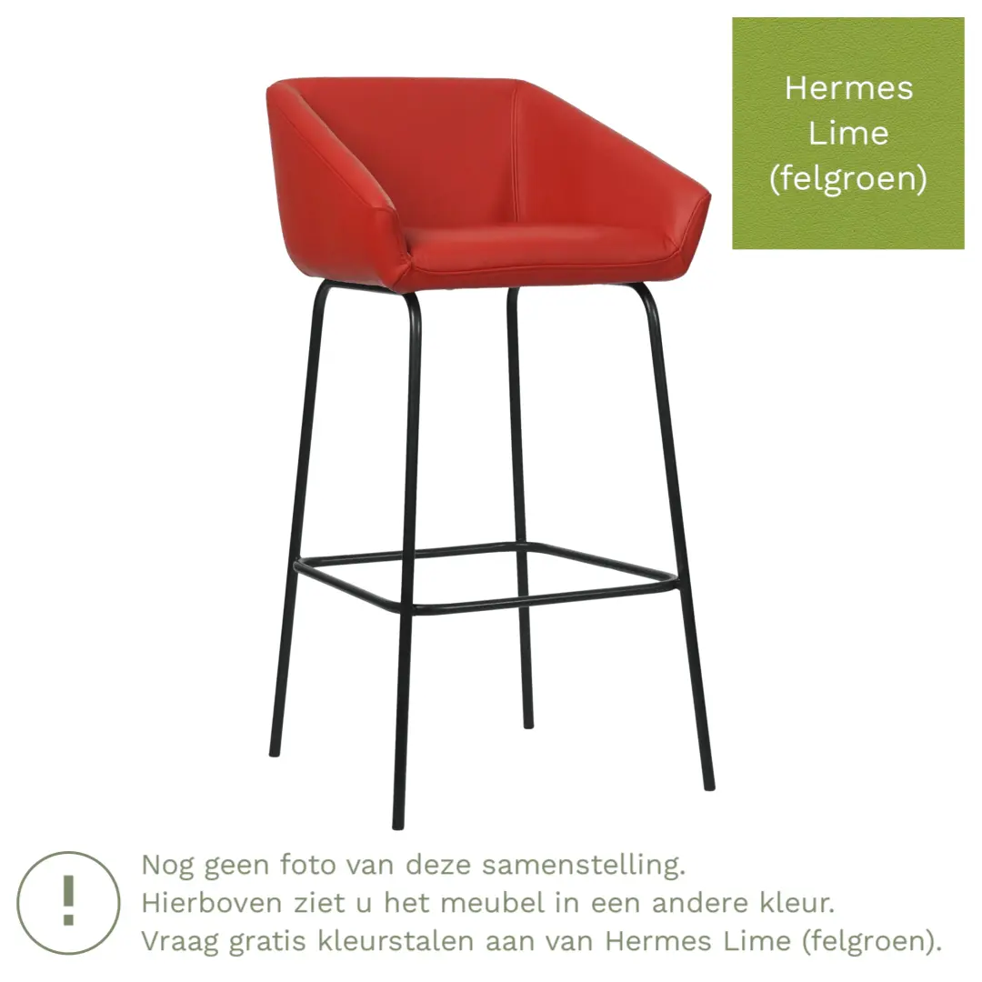 afbeelding van Leren barkruk Have hoog - Hermes Lime (felgroen)
