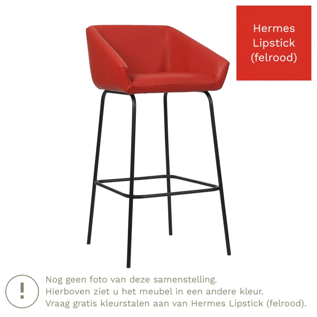 afbeelding van Leren barkruk Have hoog - Hermes Lipstick (felrood)