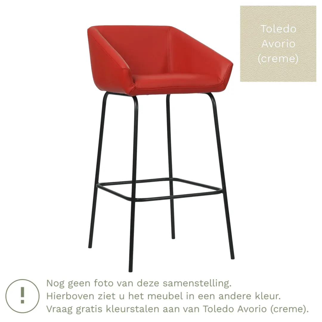 afbeelding van Leren barkruk Have hoog - Toledo Avorio (crème)