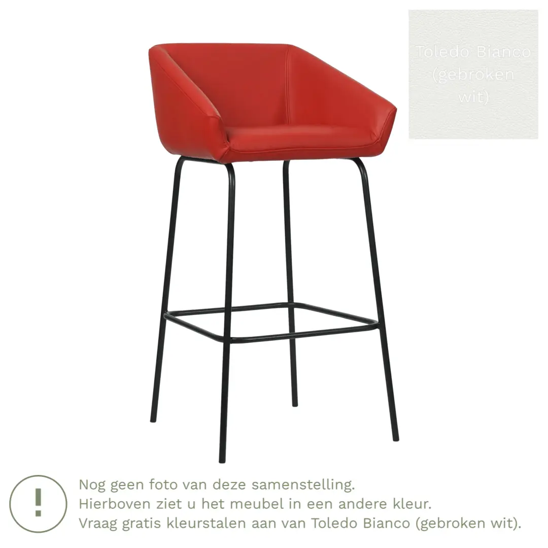 afbeelding van Leren barkruk Have hoog - Toledo Bianco (gebroken wit)