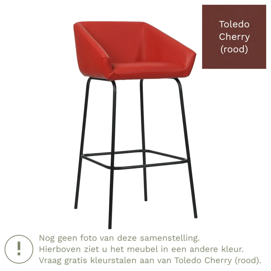 afbeelding van Leren barkruk Have hoog - Toledo Cherry (rood)