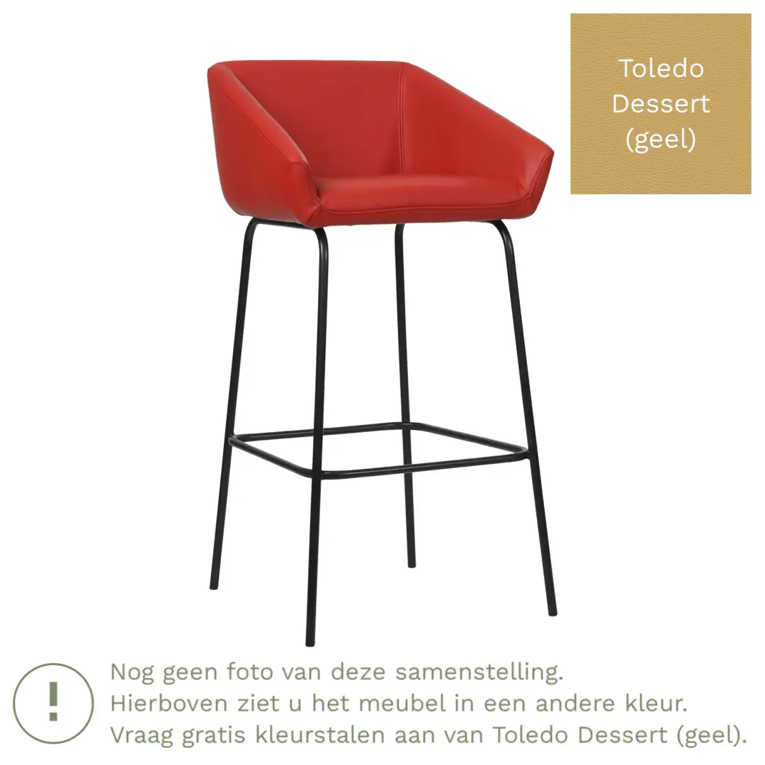 afbeelding van Leren barkruk Have hoog - Toledo Dessert (geel)