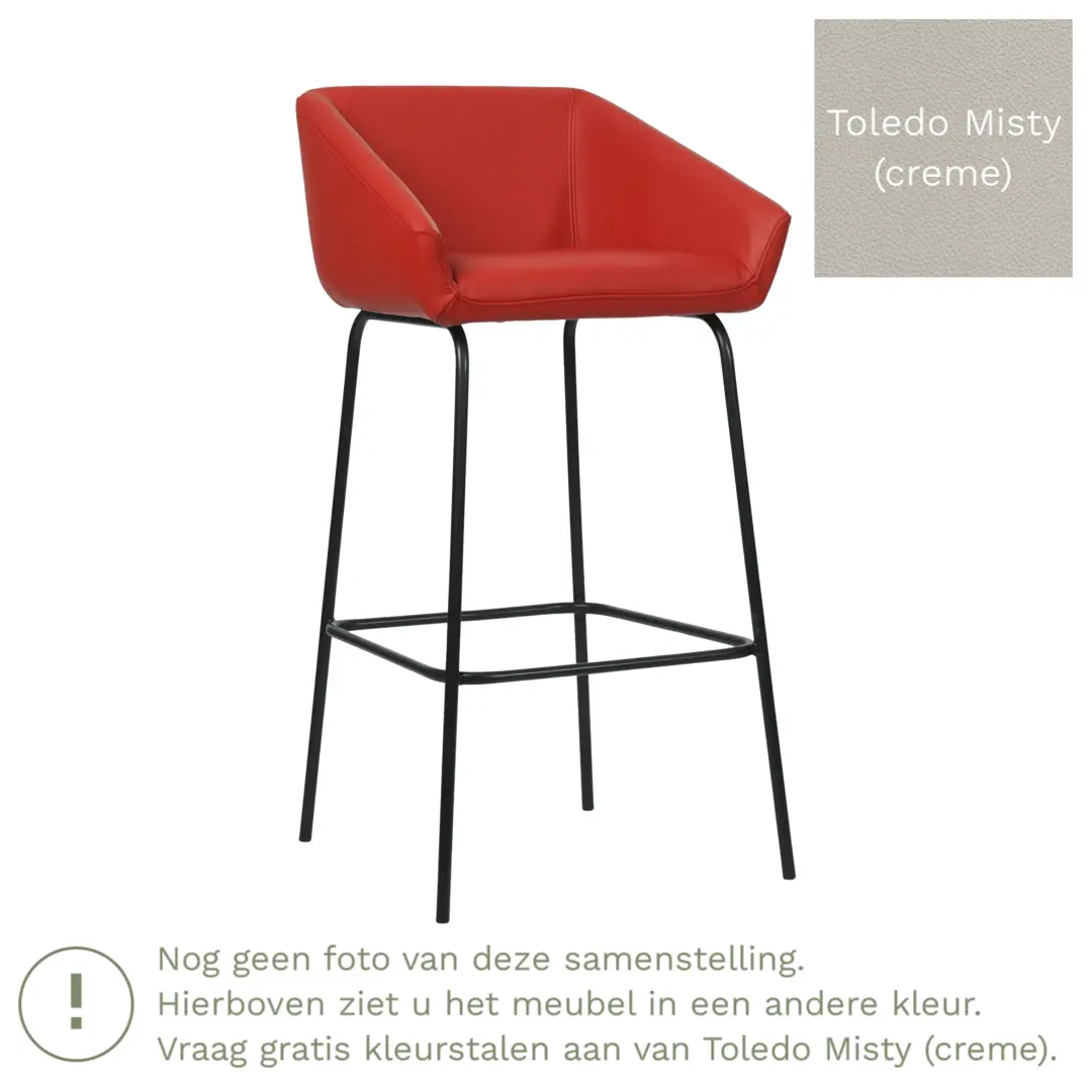 afbeelding van Leren barkruk Have hoog - Toledo Misty (crème)