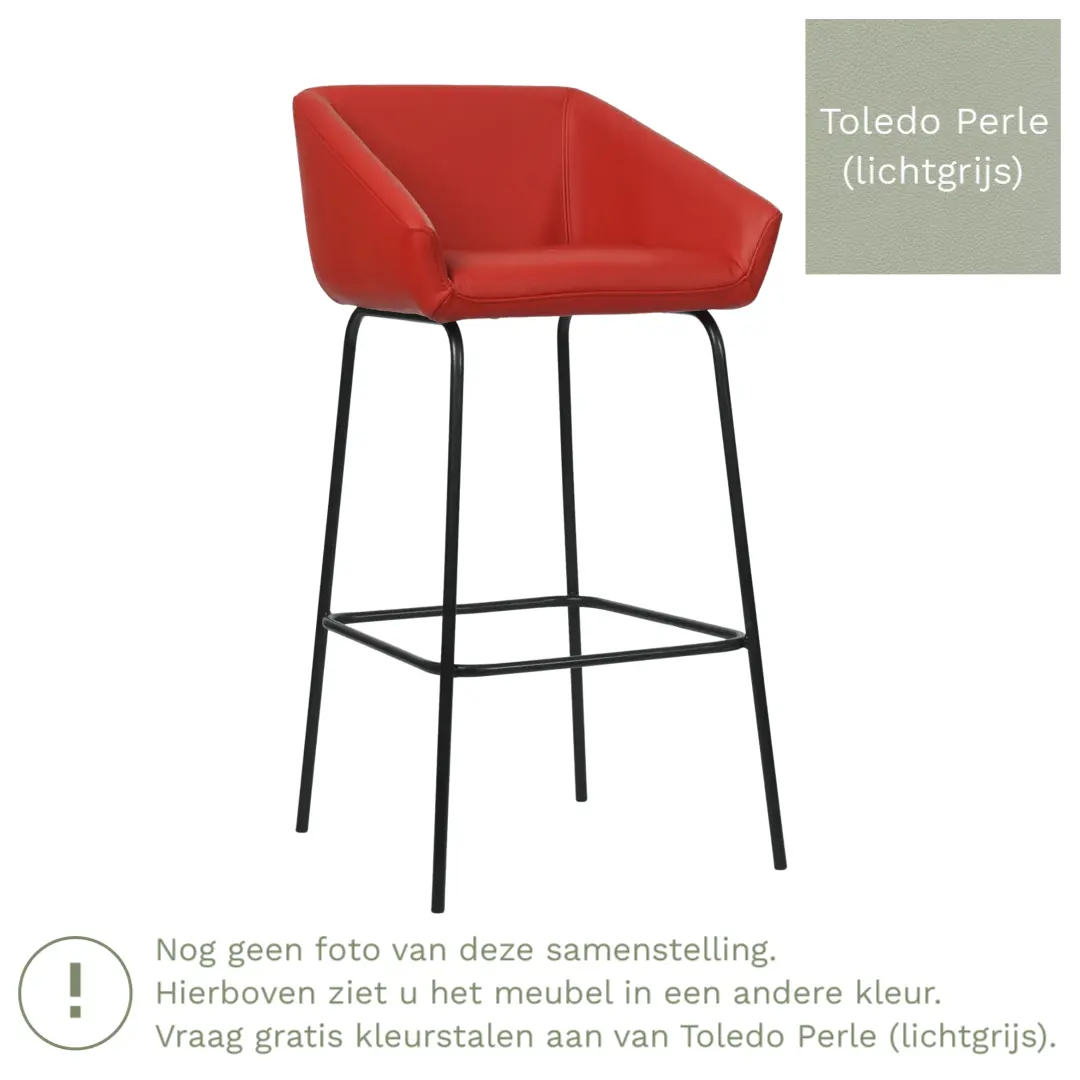 afbeelding van Leren barkruk Have hoog - Toledo Perle (lichtgrijs)