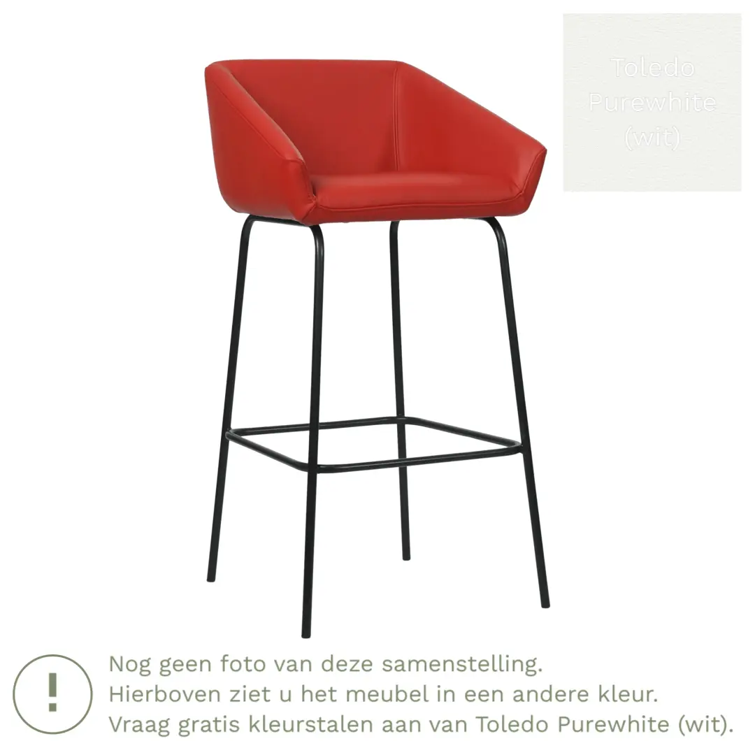 afbeelding van Leren barkruk Have hoog - Toledo Purewhite (wit)