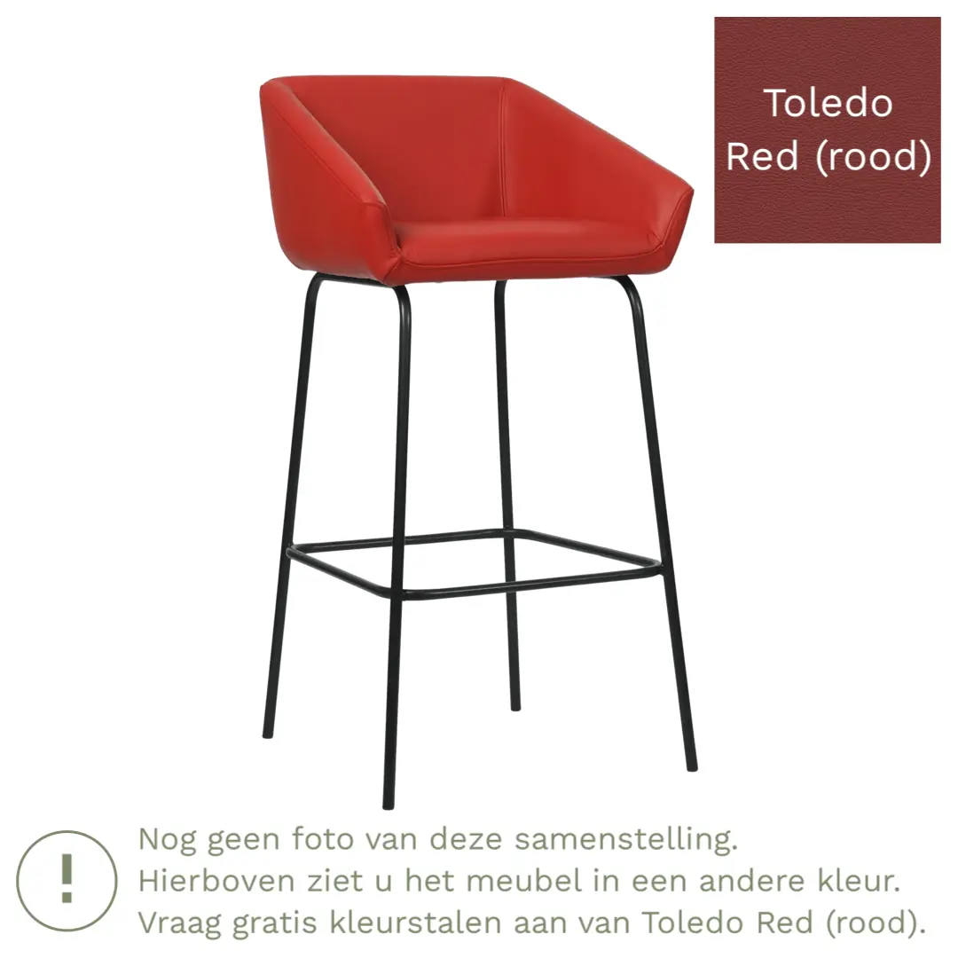 afbeelding van Leren barkruk Have hoog - Toledo Red (rood)