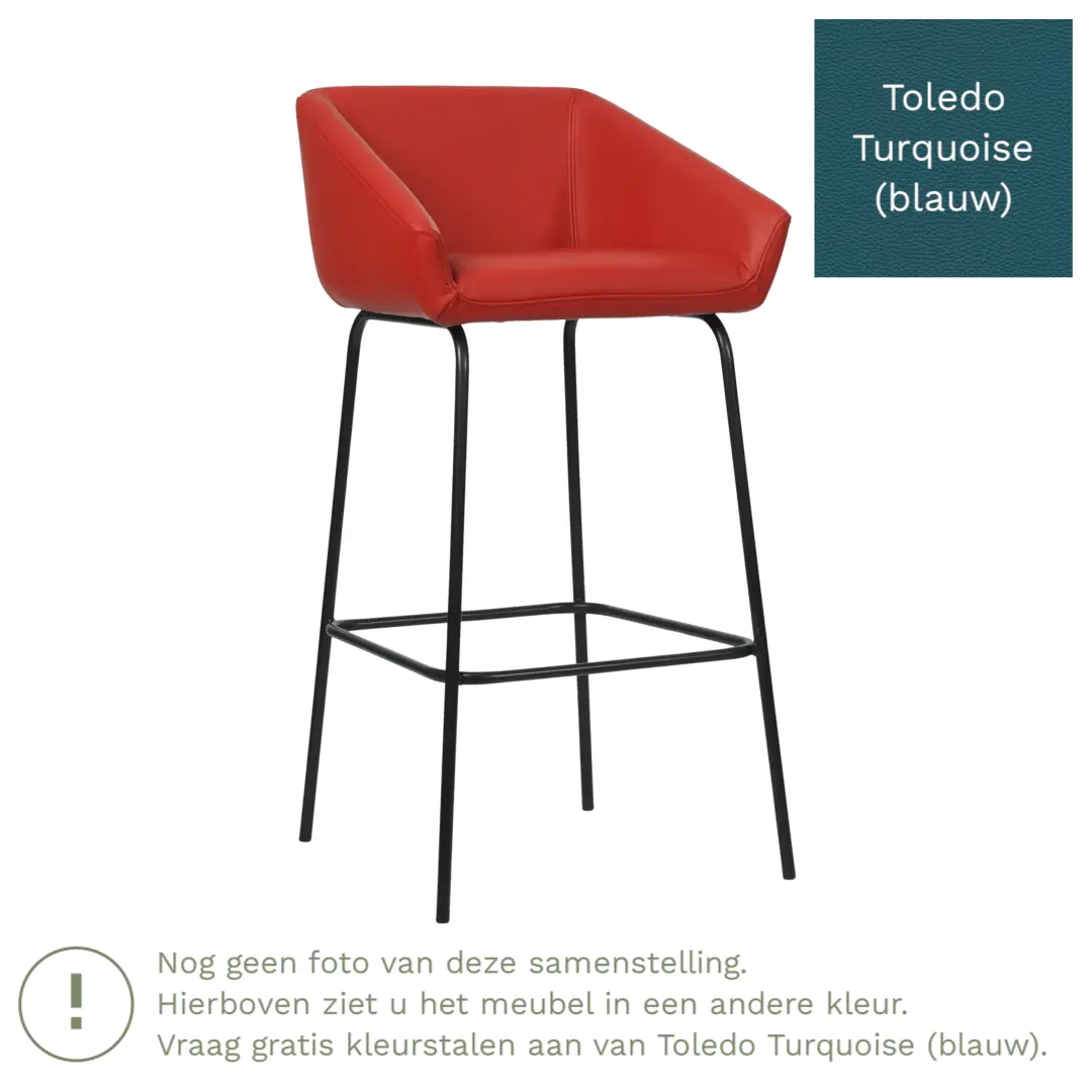 afbeelding van Leren barkruk Have hoog - Toledo Turquoise (blauw)