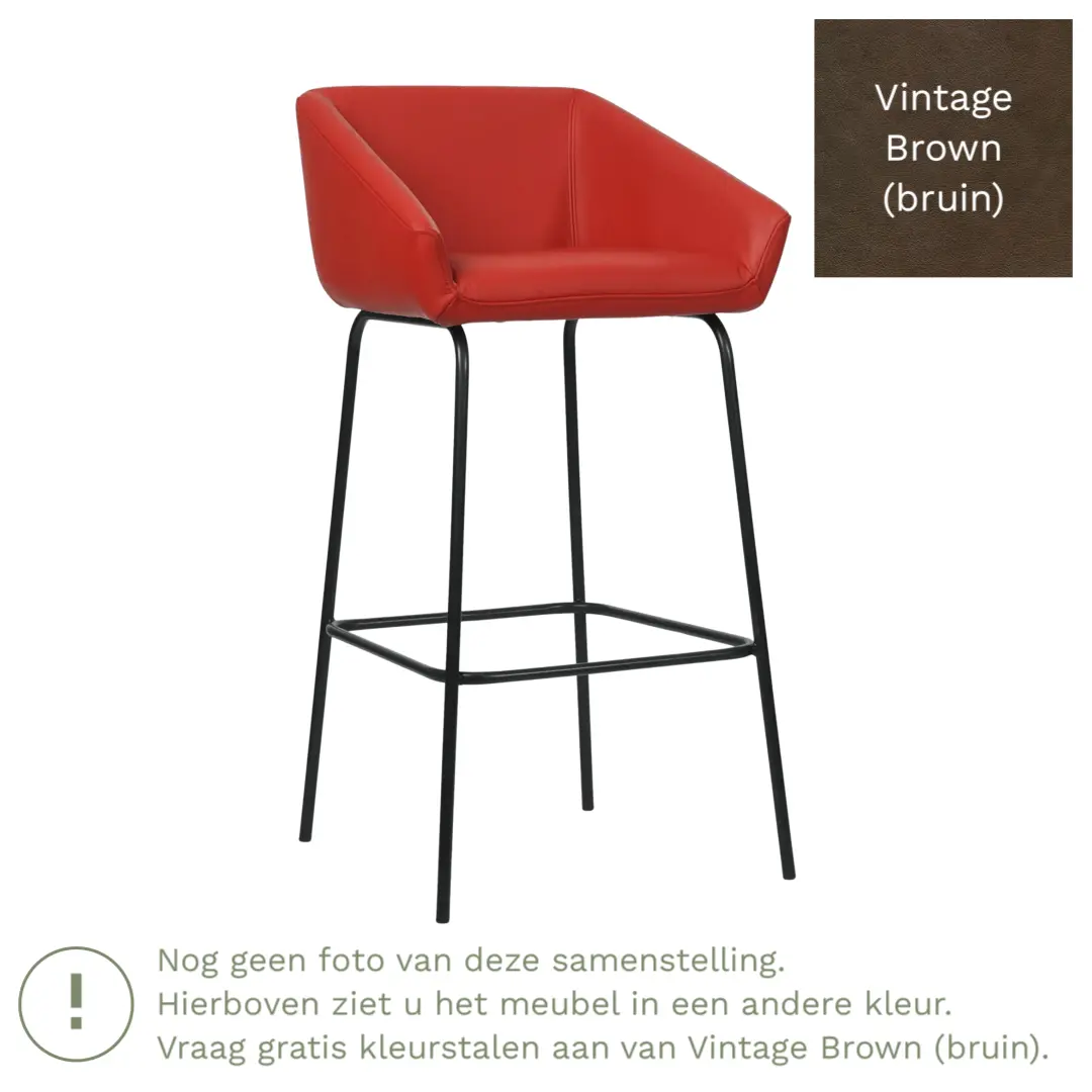 afbeelding van Leren barkruk Have hoog - Vintage Brown (bruin)