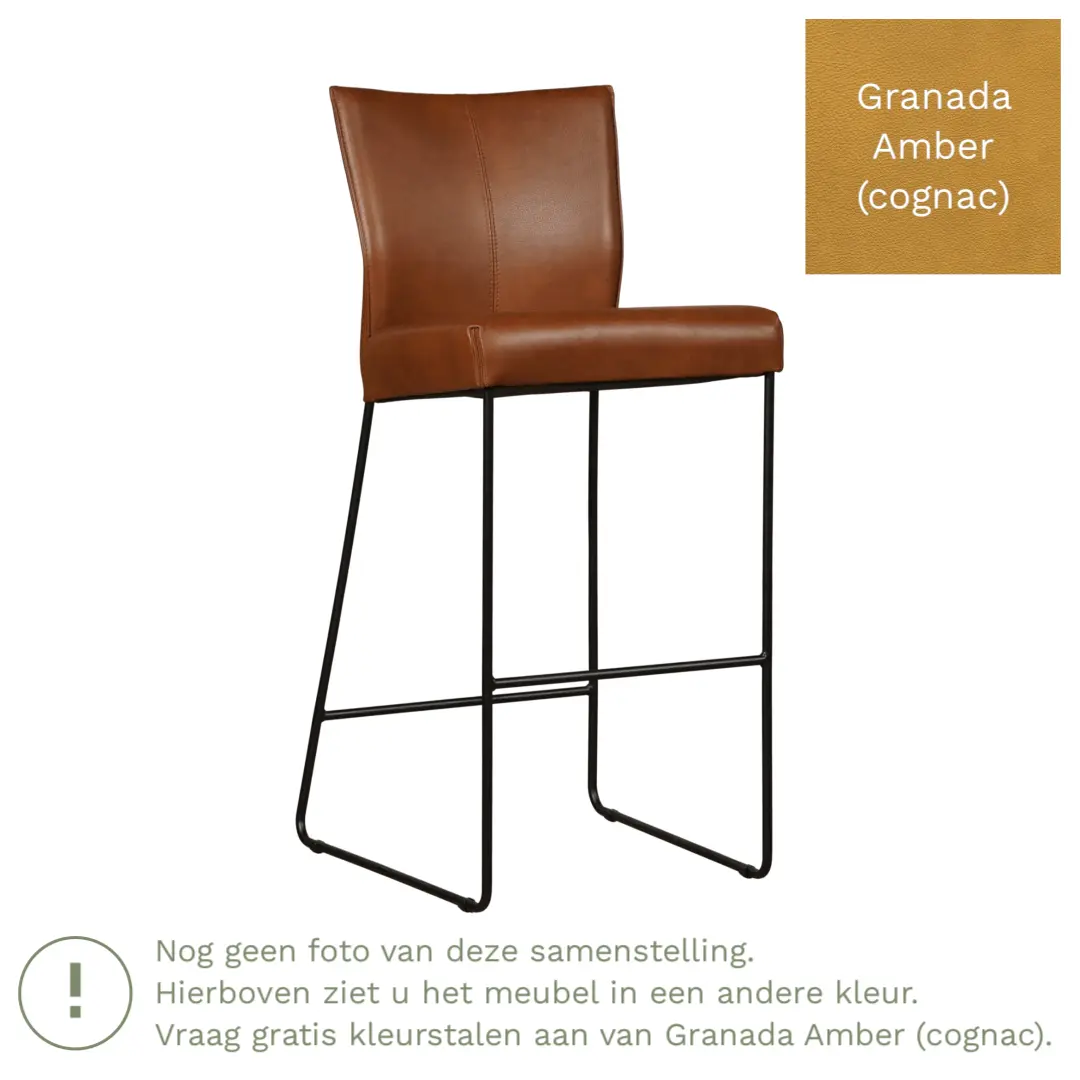 afbeelding van Leren barkruk Mate hoog - Granada Amber (cognac)