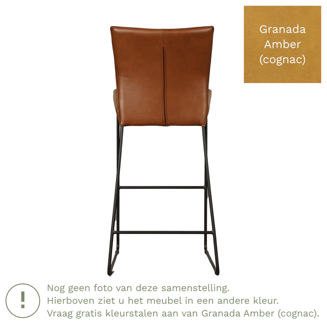afbeelding van Leren barkruk Mate hoog - Granada Amber (cognac)