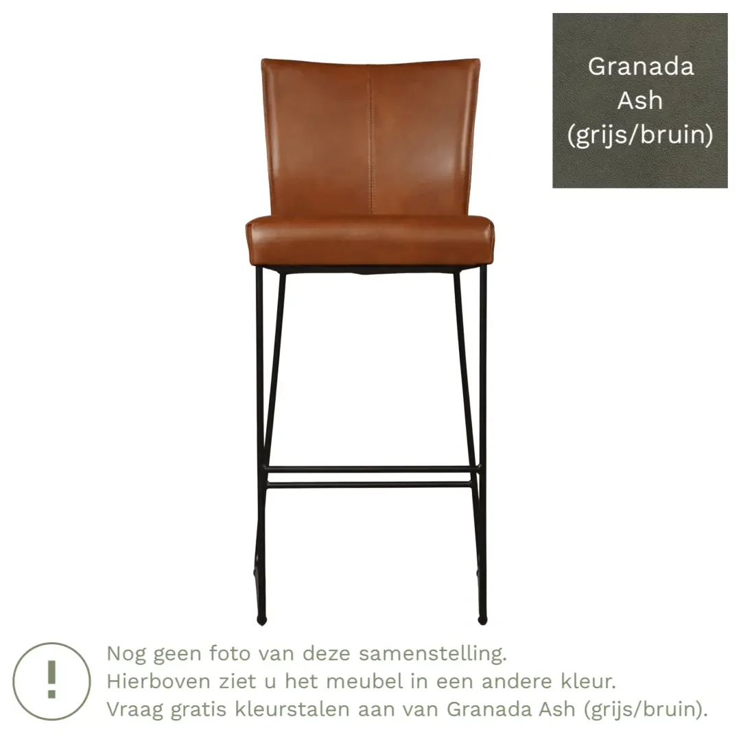 afbeelding van Leren barkruk Mate hoog - Granada Ash (grijs/bruin)