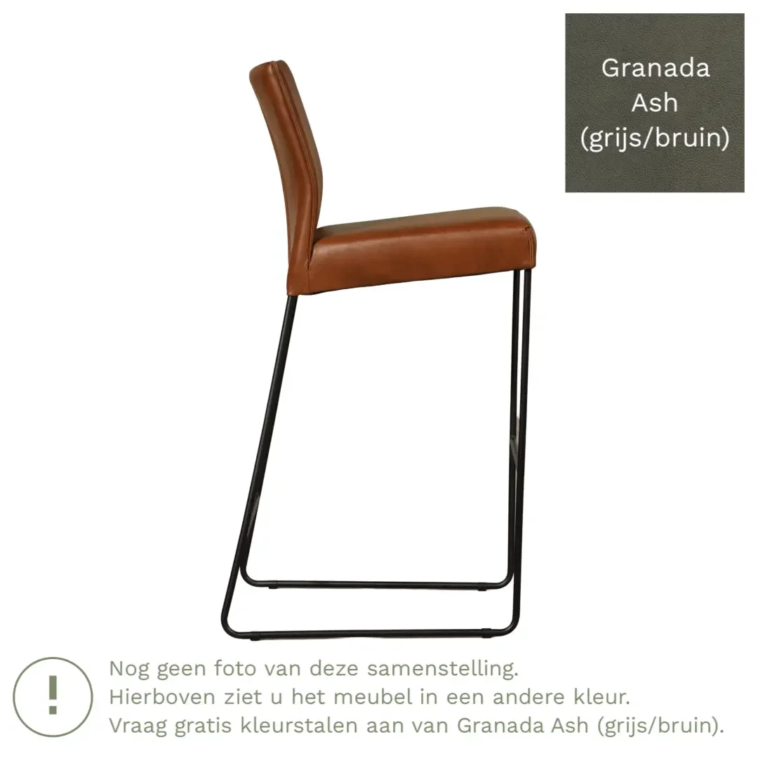 afbeelding van Leren barkruk Mate hoog - Granada Ash (grijs/bruin)