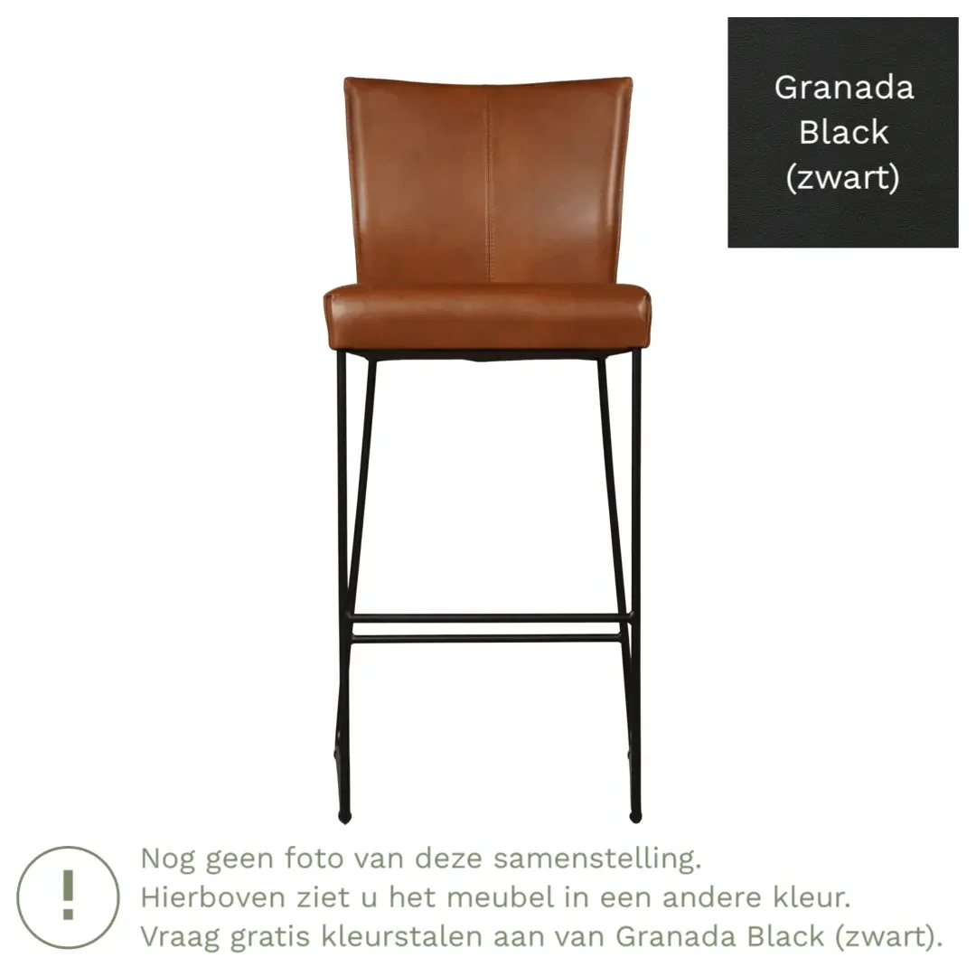 afbeelding van Leren barkruk Mate hoog - Granada Black (zwart)