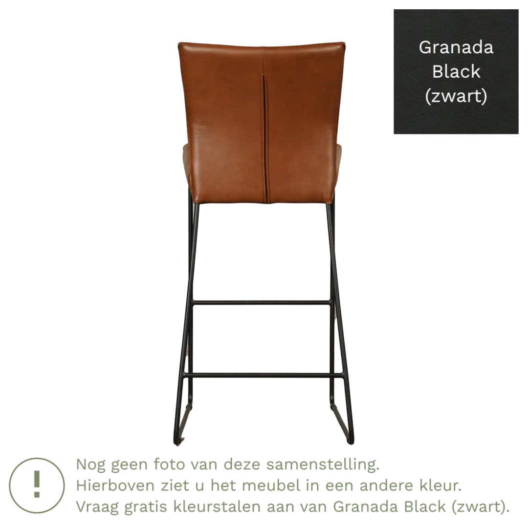afbeelding van Leren barkruk Mate hoog - Granada Black (zwart)