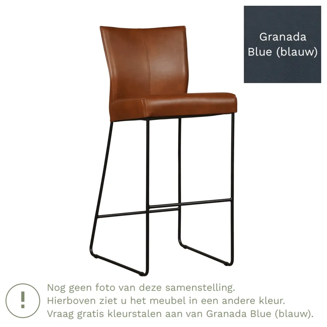 afbeelding van Leren barkruk Mate hoog - Granada Blue (blauw)