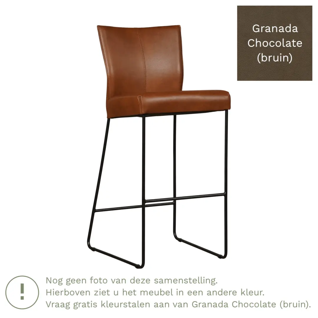 afbeelding van Leren barkruk Mate hoog - Granada Chocolate (bruin)